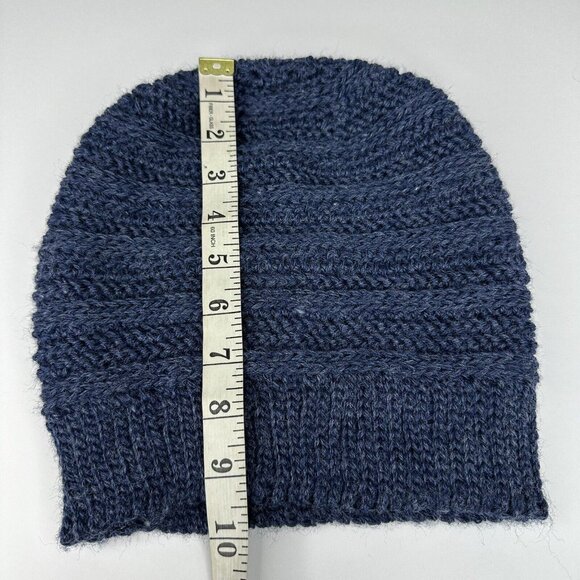 Handmade‎ New Navy Blue Merino Wool Slouchy Winter Knit Beanie -Adult Large - Picture 6 of 8